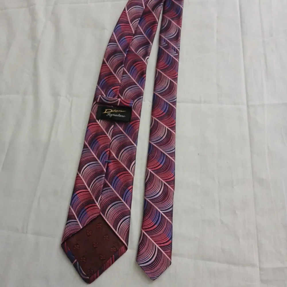 Vintage Christian‎ Dior Signature Necktie Blue Pink and Purple 100% Silk